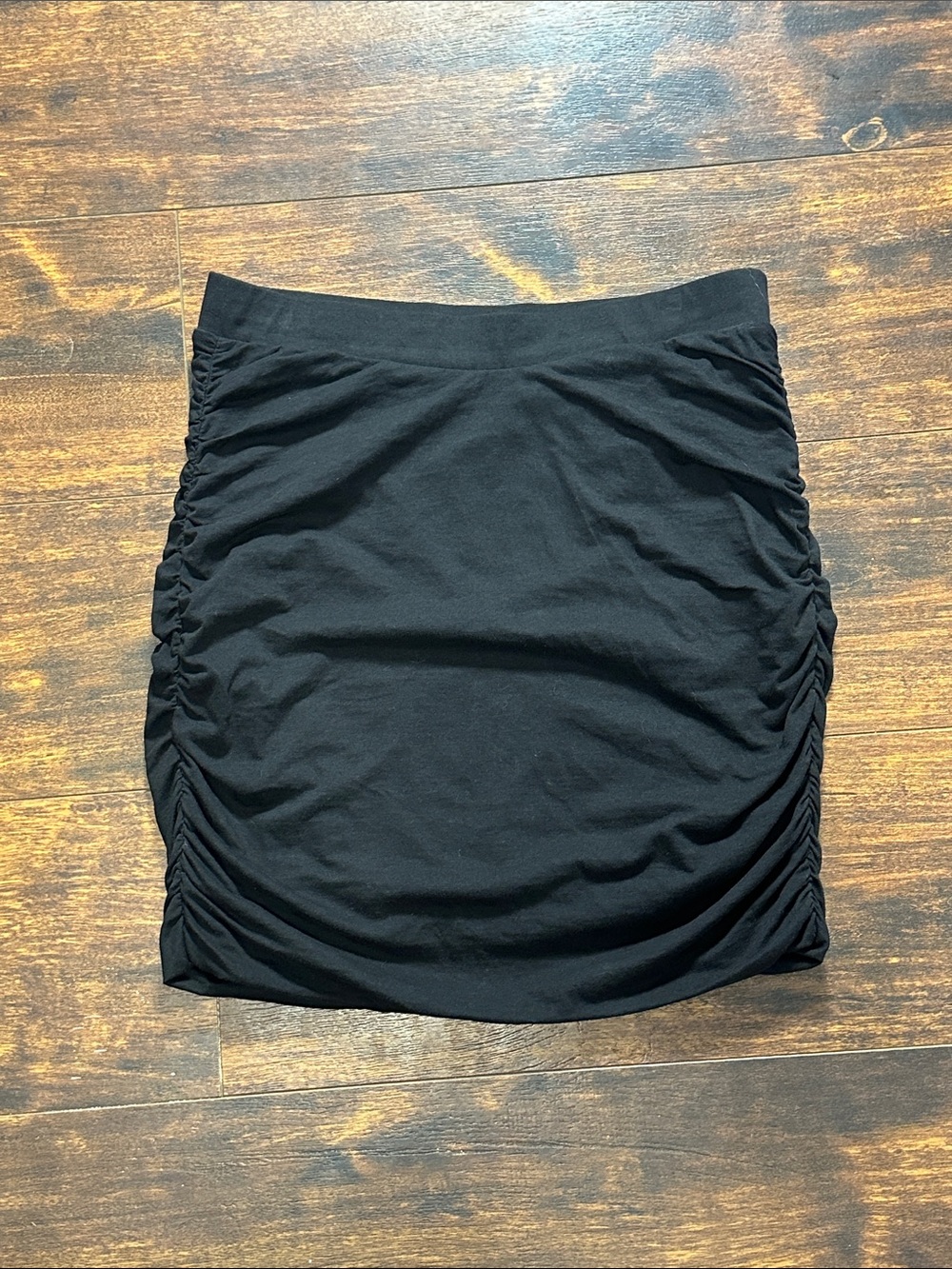 Toad & Co Shirred Thing Black Ruched Mini Skirt M 🌿🖤